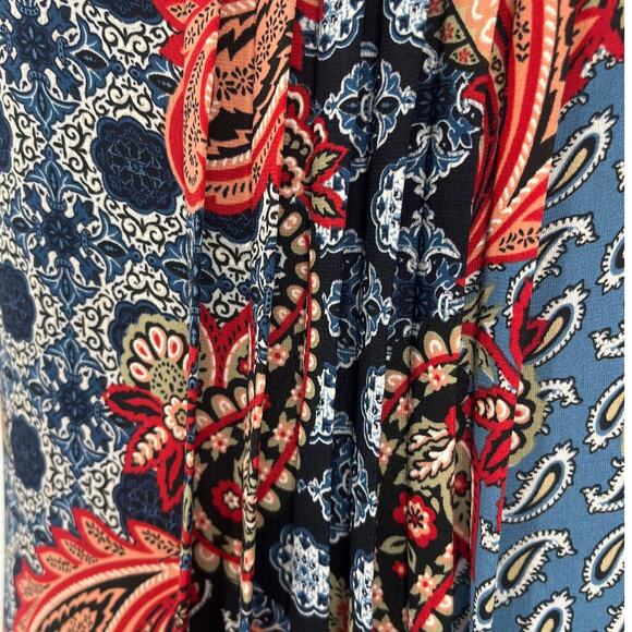 Glamour Boho Maxi Dress Sz 4P Paisley Patchwork Pleated Festival Western Hippie - Picture 3 of 10